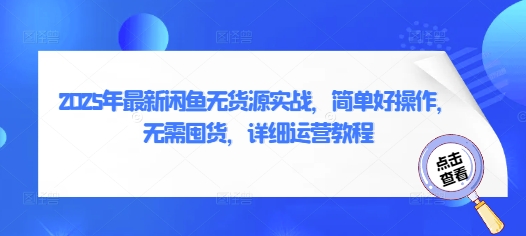 2025年最新闲鱼无货源实战，简单好操作，无需囤货，详细运营教程-陈泽网创-资源网-最新项目分享网