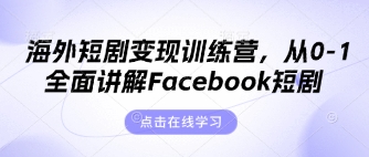 海外短剧变现训练营，从0-1全面讲解Facebook短剧-陈泽网创-资源网-最新项目分享网