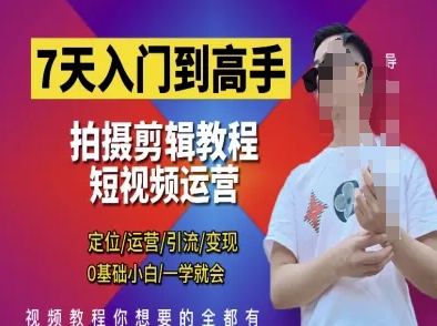 7天入门到高手，短视频剪辑运营高手课，定位 运营 引|流 变现，0基础小白一学就会-陈泽网创-资源网-最新项目分享网
