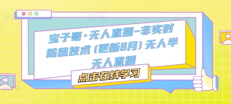 宝子哥·无人直播-非实时防风技术(更新25年5月)无人半无人直播-陈泽网创-资源网-最新项目分享网