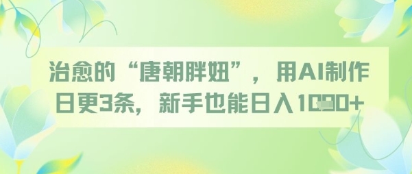 治愈的“唐朝胖妞”，用AI制作日更3条，新手也能日入多张-陈泽网创-资源网-最新项目分享网