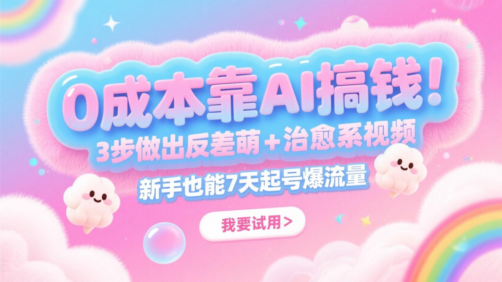 0成本靠AI搞钱！3步做出反差萌+治愈系视频，新手也能7天起号爆流量，月入5位数-陈泽网创-资源网-最新项目分享网
