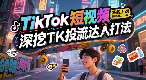 TikTok短视频带货线上课，深挖TK投流达人打法-陈泽网创-资源网-最新项目分享网