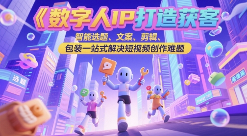 数字人IP打造获客变现实操课，智能选题、文案、剪辑、包装一站式解决短视频创作难题-陈泽网创-资源网-最新项目分享网