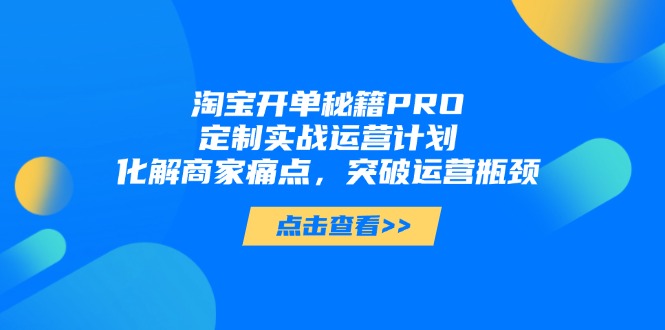 淘宝开单秘籍PRO，定制实战运营计划，化解商家痛点，突破运营瓶颈-陈泽网创-资源网-最新项目分享网