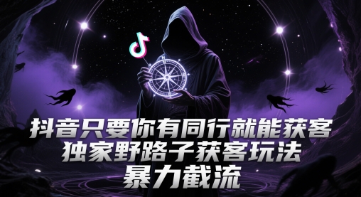 抖音只要你有同行就能获客，独家野路子获客玩法，暴力截流【揭秘】-陈泽网创-资源网-最新项目分享网