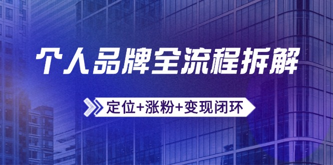 个人品牌全流程拆解：定位+涨粉+变现闭环，微信生态运营与资源整合-陈泽网创-资源网-最新项目分享网