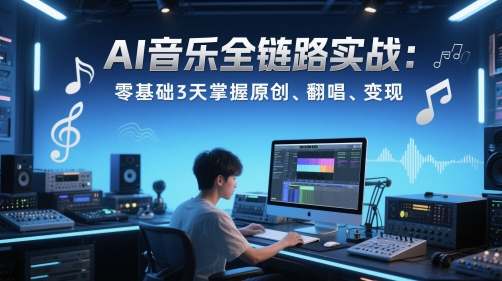 AI音乐全链路实战变现课：零基础3天掌握原创、翻唱、变现-陈泽网创-资源网-最新项目分享网