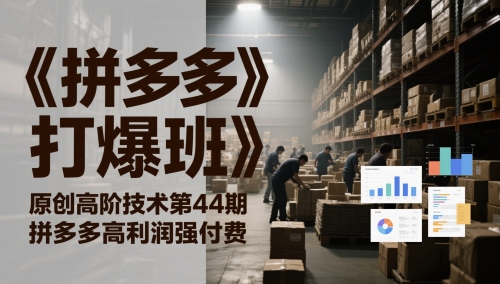 《拼多多打爆班》原创高阶技术第44期，拼多多高利润强付费-陈泽网创-资源网-最新项目分享网