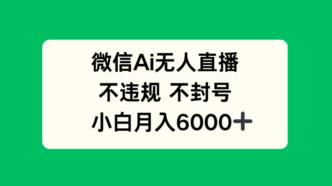 微信AI无人直播，不违规 不封号 ，小白月入6000+-陈泽网创-资源网-最新项目分享网