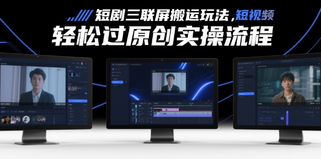 短剧三联屏搬运玩法，短剧搬运轻松过原创实操流程-陈泽网创-资源网-最新项目分享网