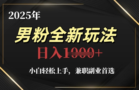 2025年男粉全新玩法，小白轻松上手，兼职副业首选，轻轻松松日入1k+-陈泽网创-资源网-最新项目分享网