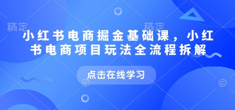 小红书电商掘金课，小红书电商项目玩法全流程拆解(更新5月)-陈泽网创-资源网-最新项目分享网