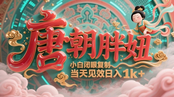 用AI克隆“唐朝胖妞”日更3条，平台疯狂推流，小白闭眼复制，当天见效，日入1k+-陈泽网创-资源网-最新项目分享网