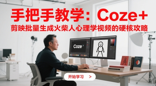 手把手教学：Coze + 剪映批量生成火柴人心理学视频的硬核攻略-陈泽网创-资源网-最新项目分享网