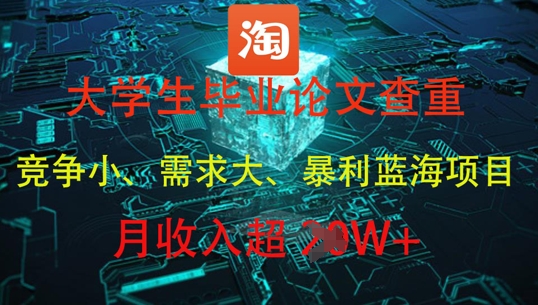 大学生毕业论文查重，暴利蓝海项目，月收入过1W+-陈泽网创-资源网-最新项目分享网