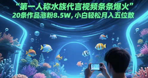 第一人称水族代言视频条条爆火，20条作品涨粉8.5W，小白轻松月入五位数-陈泽网创-资源网-最新项目分享网