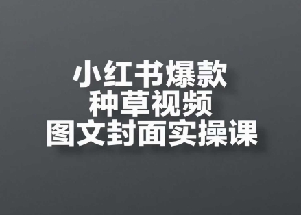 小红书爆款种草视频图文封面实操课，​开店、选品、引流、变现全流程-陈泽网创-资源网-最新项目分享网