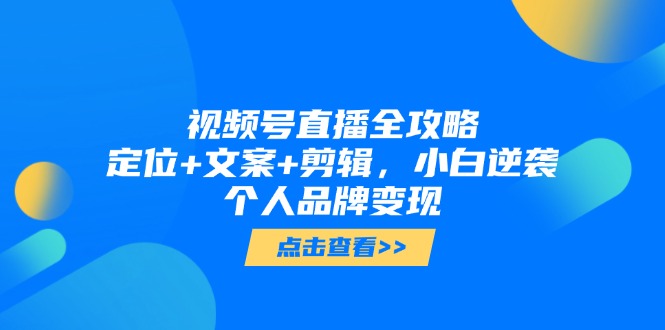 视频号直播全攻略，定位+文案+剪辑，小白逆袭个人品牌变现-陈泽网创-资源网-最新项目分享网