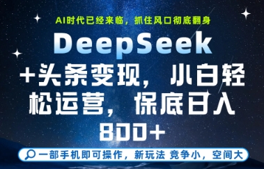 DeepSeek+头条变现，保姆级教学，小白轻松上手，日入8张+【揭秘】-陈泽网创-资源网-最新项目分享网