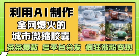 利用AI制作全网爆火的城市微缩胶囊，条条爆款， 多平台分发，疯狂涨粉变现-陈泽网创-资源网-最新项目分享网