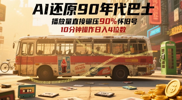 AI还原90年代巴士，一帧就让70后泪崩，播放量直接碾压90%怀旧号，每天操作十分钟，日入四位数-陈泽网创-资源网-最新项目分享网