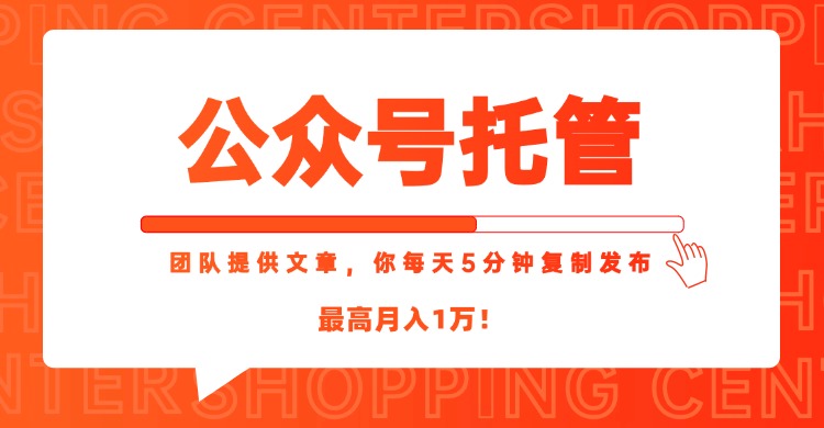 【公众号托管 】我提供文章，你每天５分钟复制发布，最高月入1W-陈泽网创-资源网-最新项目分享网