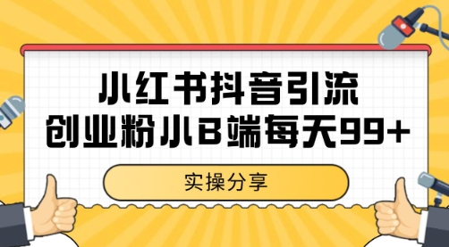 小红书抖音创业粉，小B端粉自热 日引99+的一个玩法【揭秘】-陈泽网创-资源网-最新项目分享网
