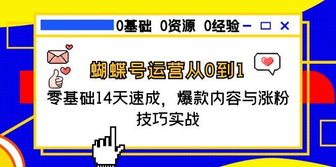 蝴蝶号运营从0到1，零基础14天速成，爆款内容与涨粉技巧实战-陈泽网创-资源网-最新项目分享网